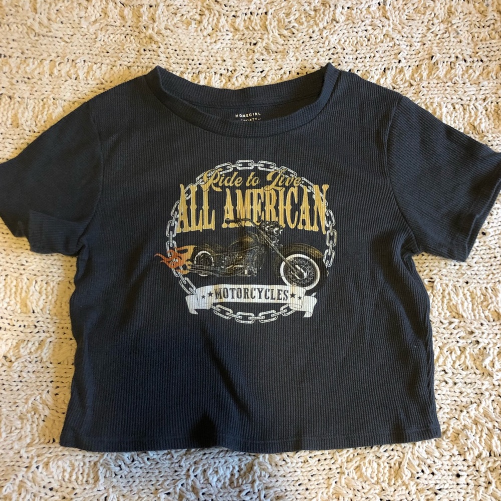 Grey All American Crop Top